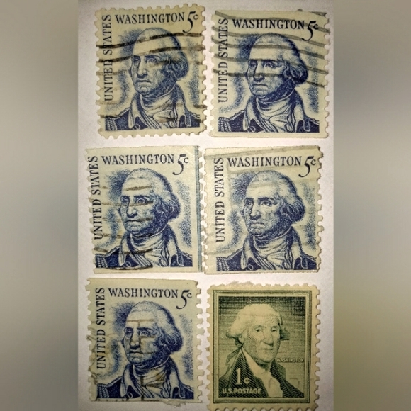 Collectible Blue George Washington 5 Cent Stamp Great Condition 1912